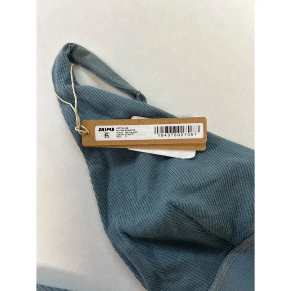 SKIMS Cotton Rib Plunge Bralette Kyanite Size Small NWT - Picture 6 of 8